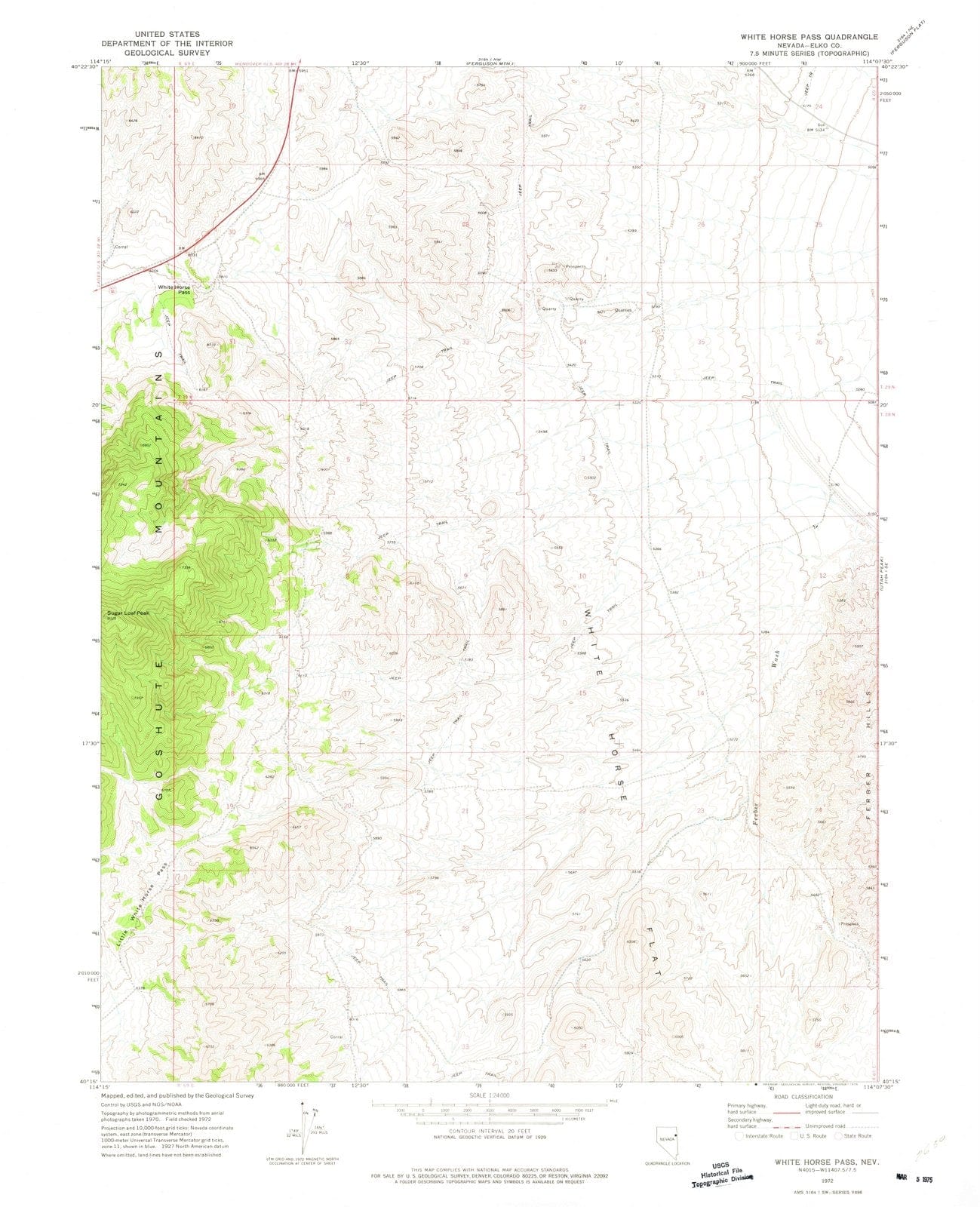 1972 White Horse Pass, NV - Nevada - USGS Topographic Map