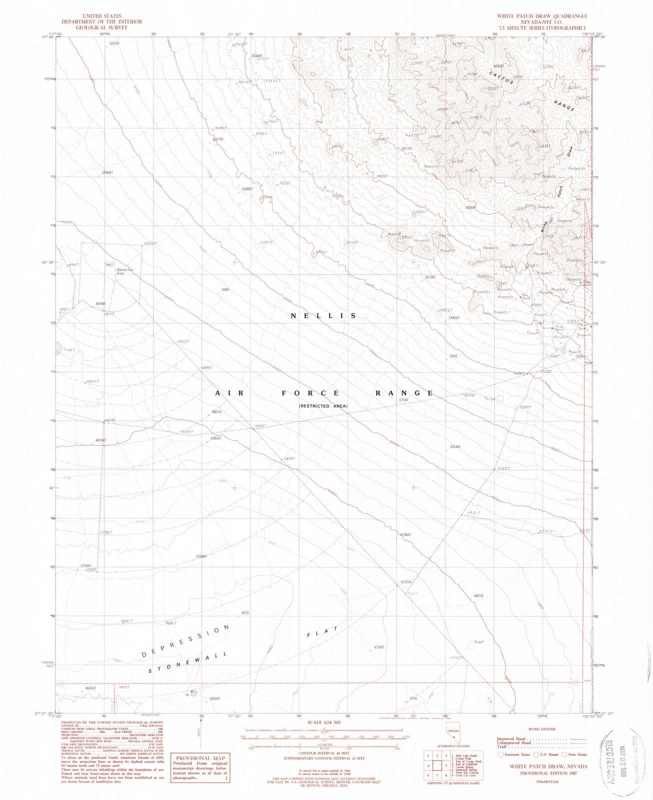 1987 White Patchraw, NV - Nevada - USGS Topographic Map