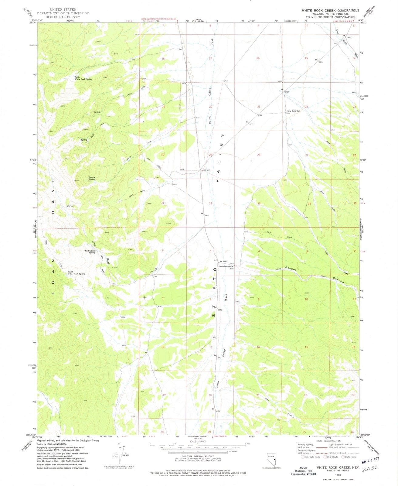 1973 White Rock Creek, NV - Nevada - USGS Topographic Map