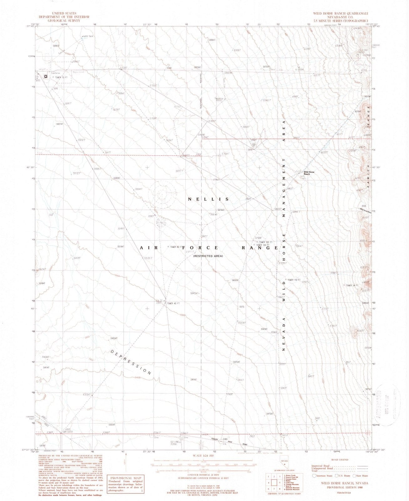1988 Wild Horse Ranch, NV - Nevada - USGS Topographic Map
