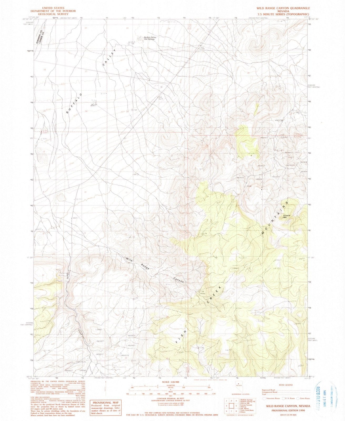1990 Wild Range Canyon, NV - Nevada - USGS Topographic Map