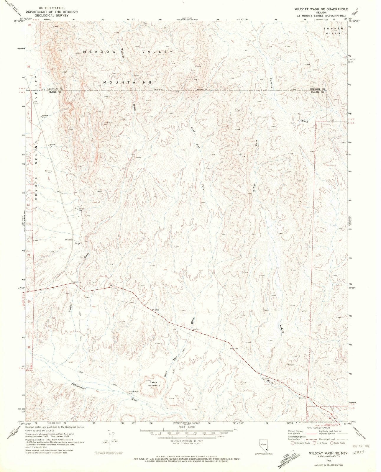 1969 Wildcat Wash, NV - Nevada - USGS Topographic Map v3