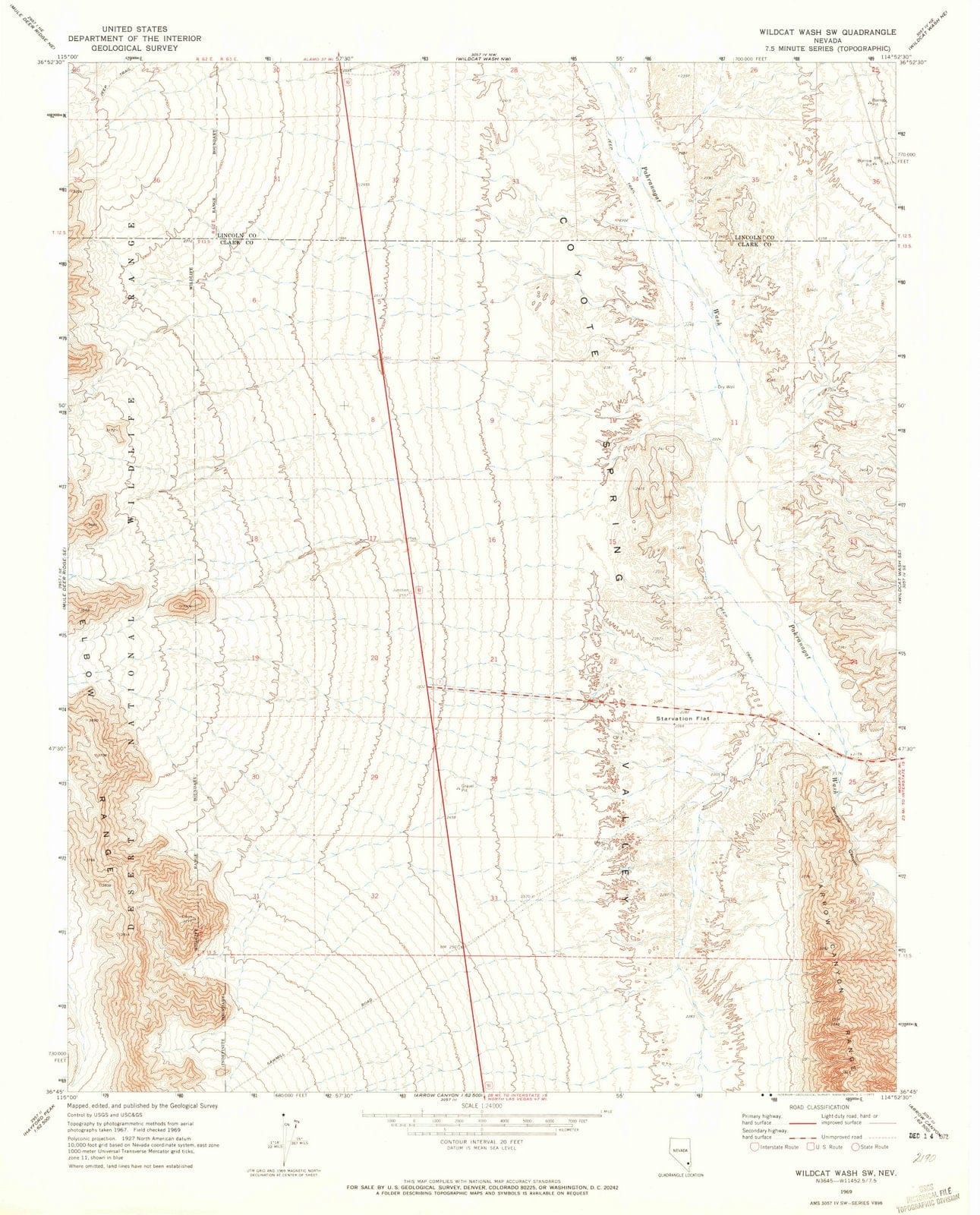 1969 Wildcat Wash, NV - Nevada - USGS Topographic Map v4