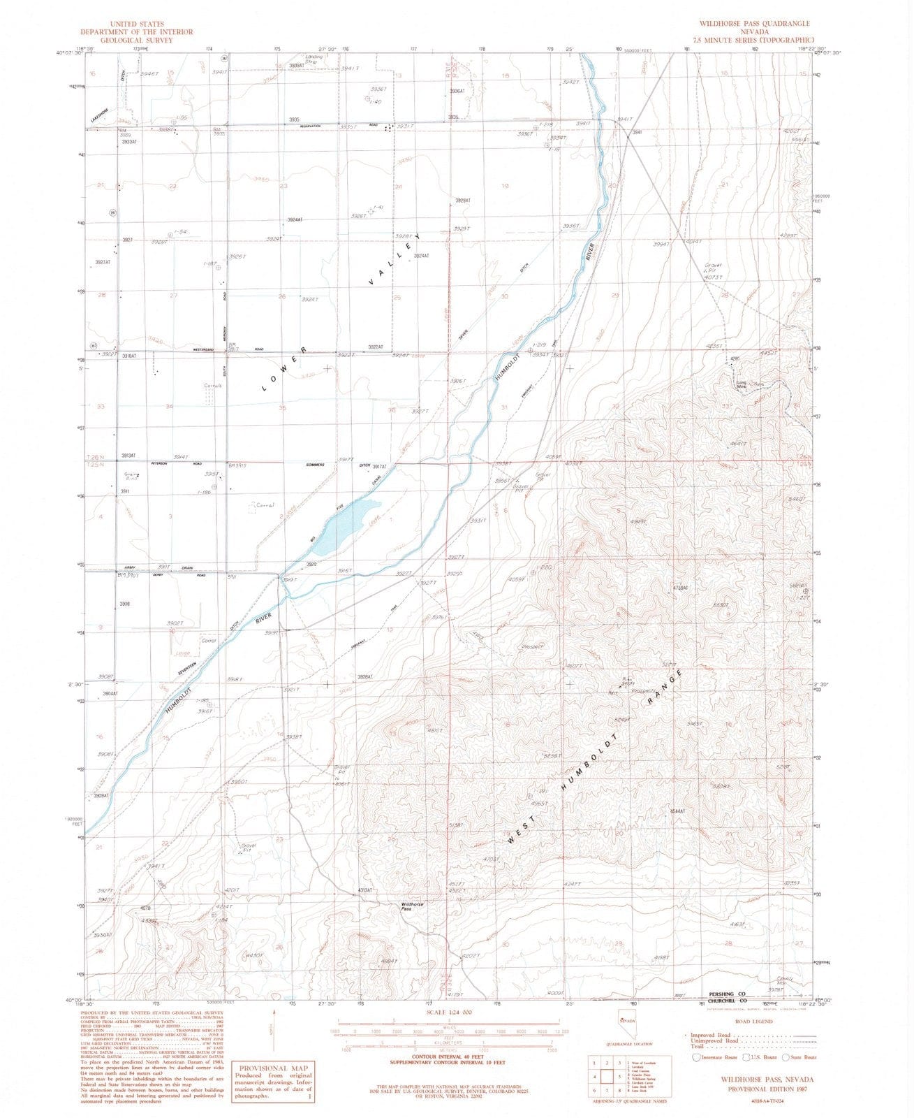 1987 Wildhorse Pass, NV - Nevada - USGS Topographic Map