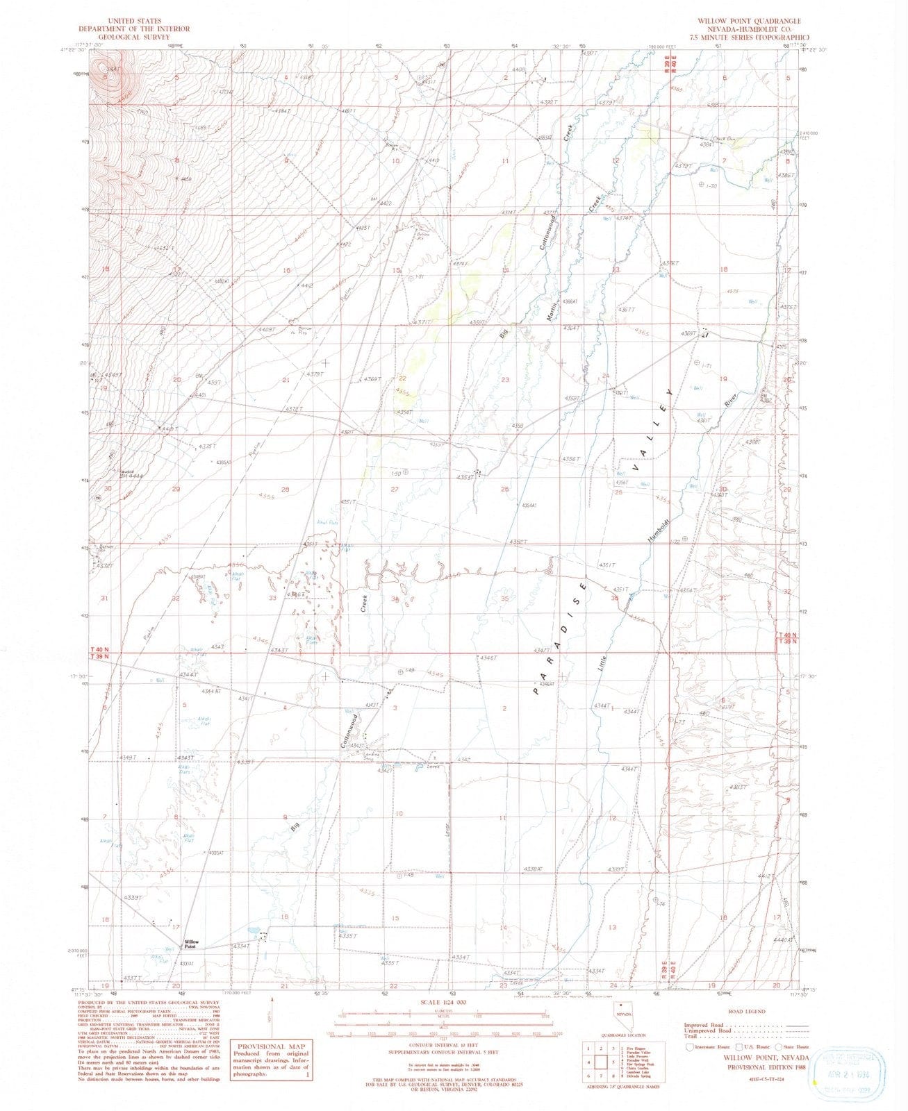 1988 Willow Point, NV - Nevada - USGS Topographic Map