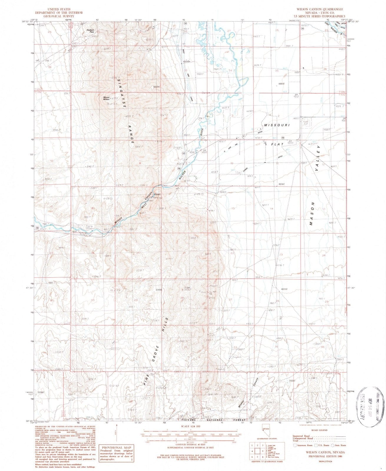 1986 Wilson Canyon, NV - Nevada - USGS Topographic Map