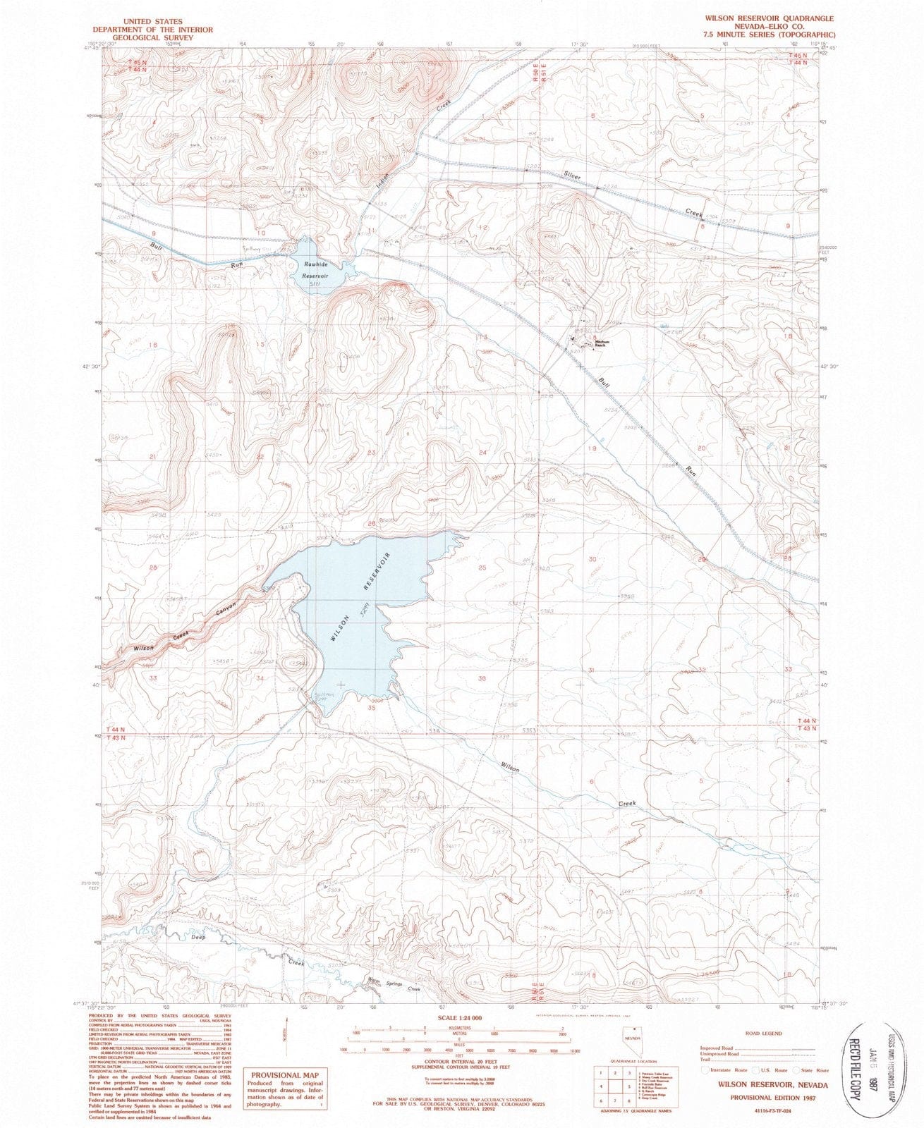 1987 Wilson Reservoir, NV - Nevada - USGS Topographic Map