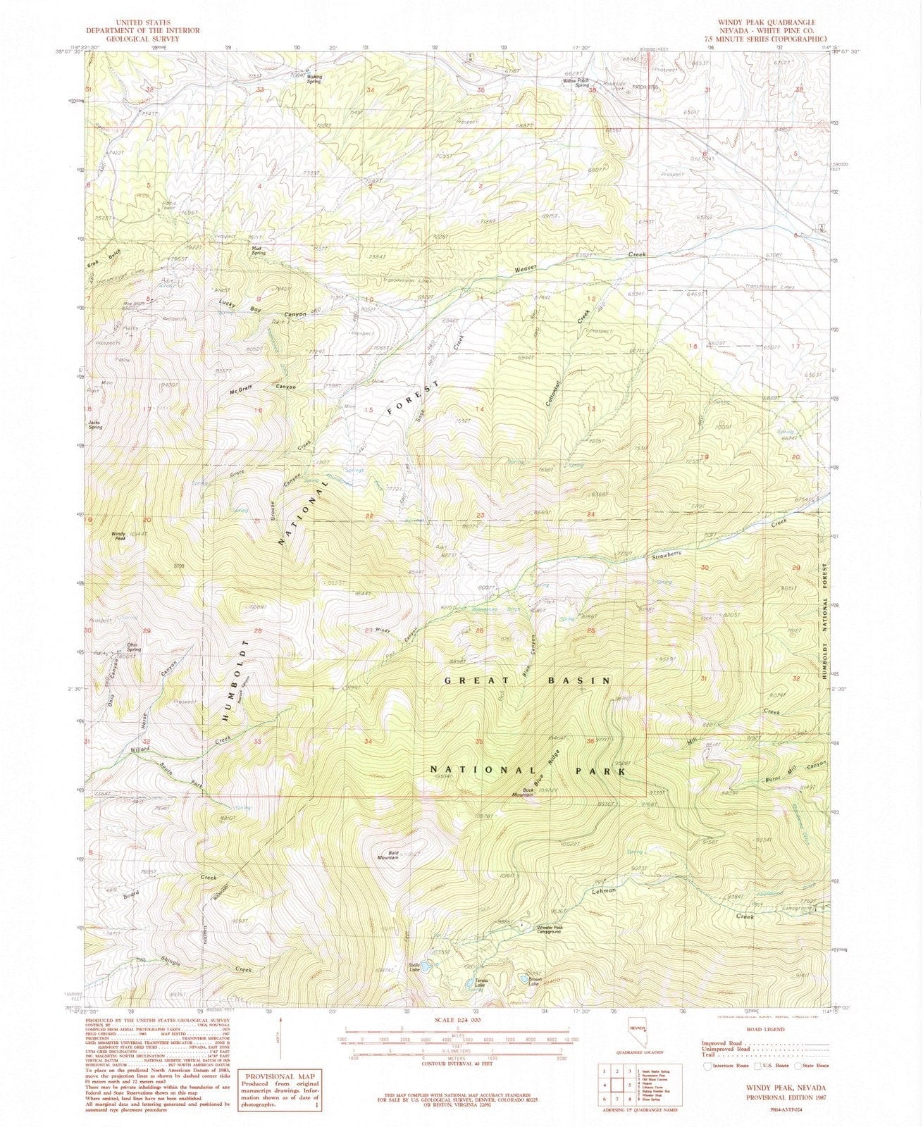 1987 Windy Peak, NV - Nevada - USGS Topographic Map