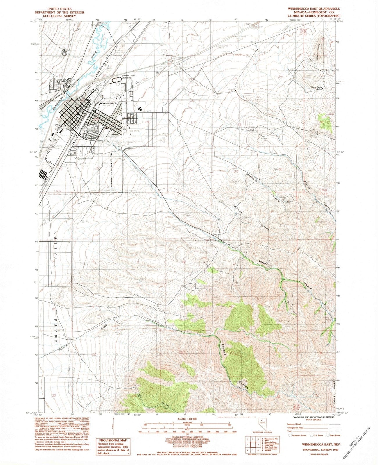 1983 Winnemucca East, NV - Nevada - USGS Topographic Map