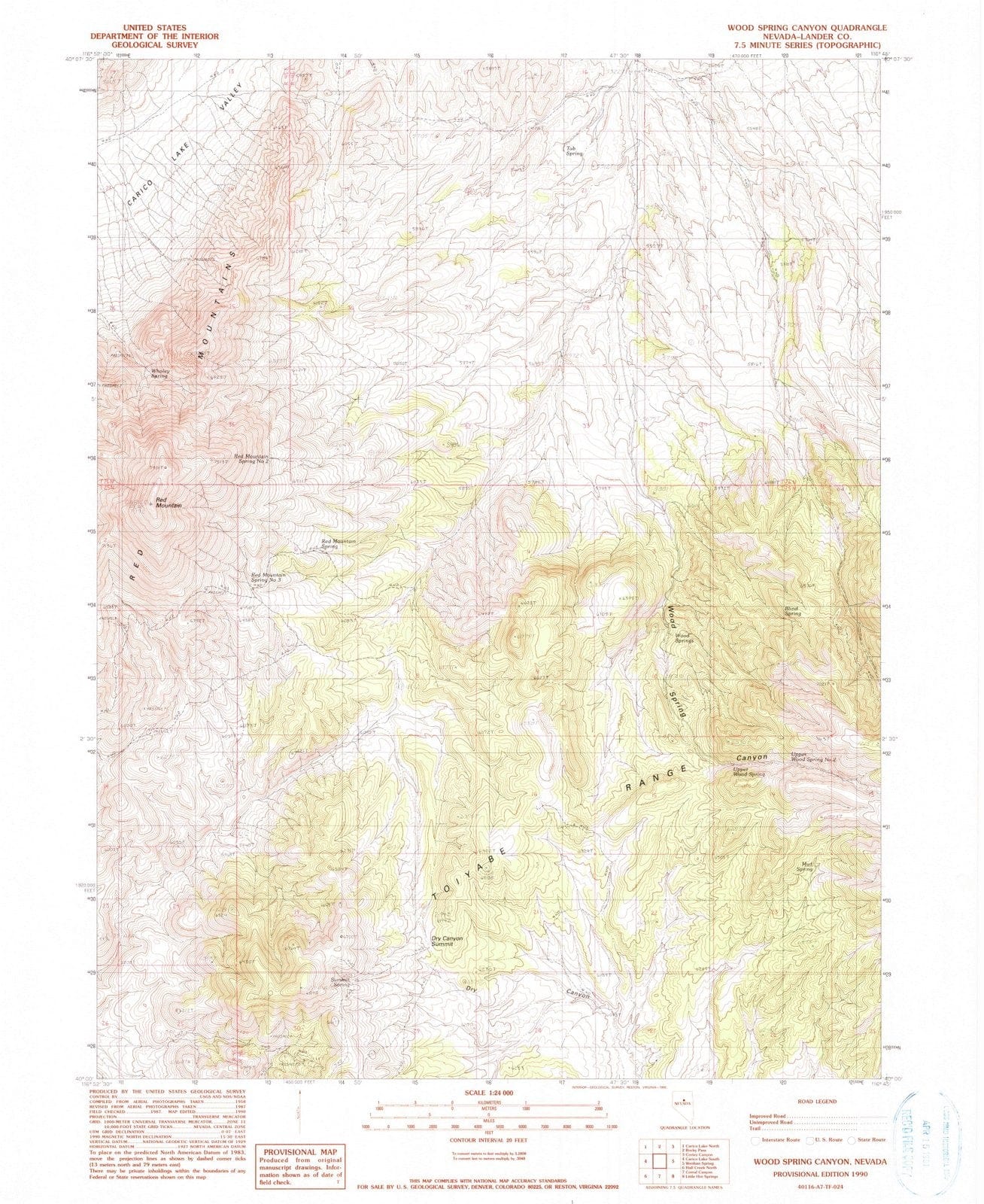 1990 Wood Spring Canyon, NV - Nevada - USGS Topographic Map