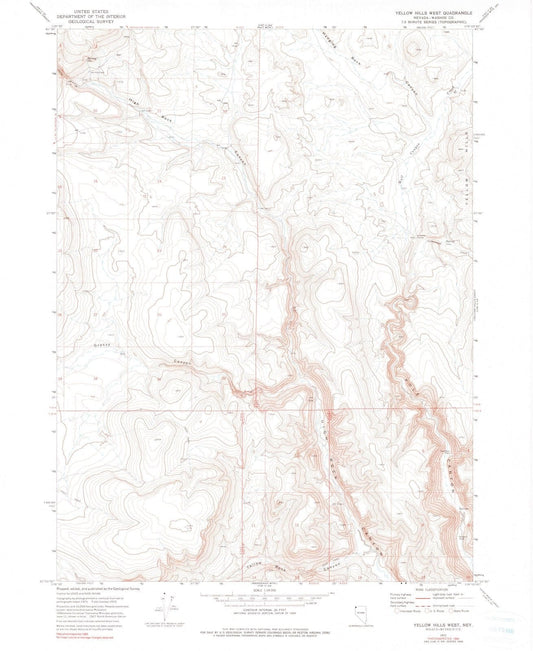 1972 Yellow Hills West, NV - Nevada - USGS Topographic Map