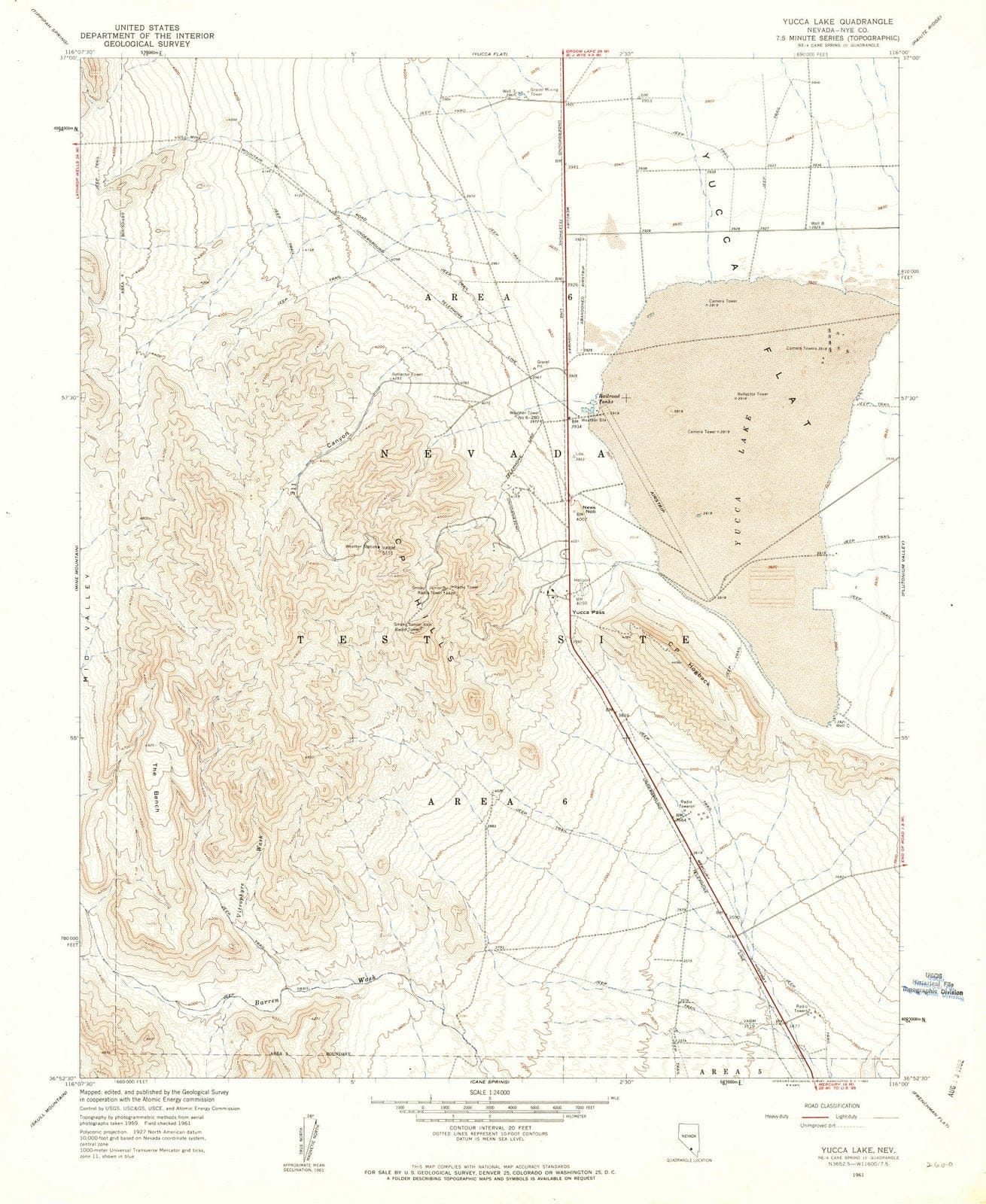 1961 Yucca Lake, NV - Nevada - USGS Topographic Map