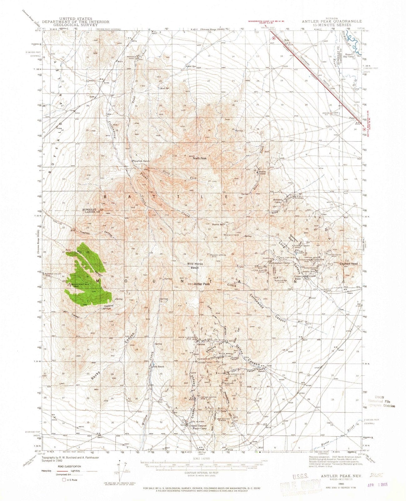 1940 Antler Peak, NV - Nevada - USGS Topographic Map
