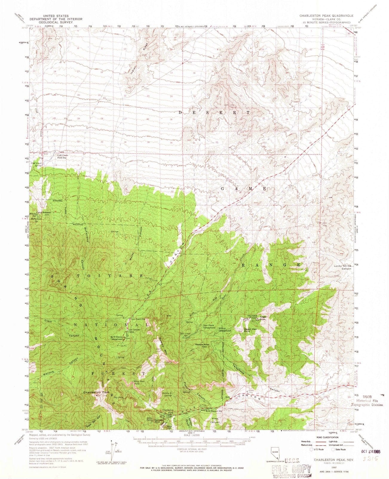1957 Charleston Peak, NV - Nevada - USGS Topographic Map