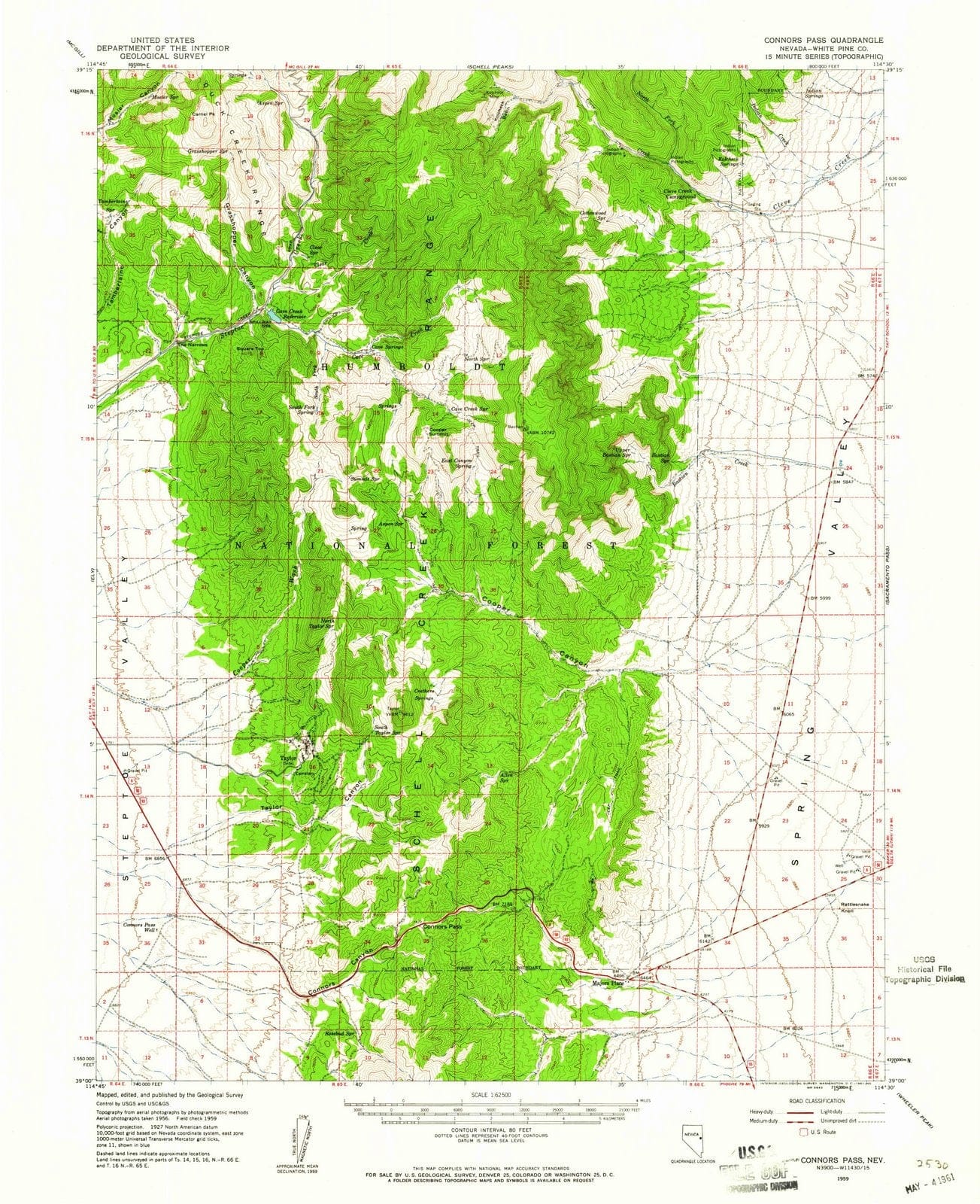 1959 Connors Pass, NV - Nevada - USGS Topographic Map