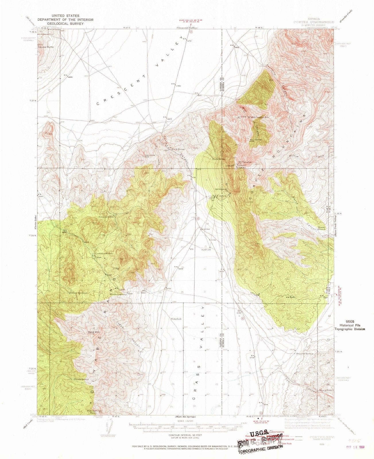 1938 Cortez, NV - Nevada - USGS Topographic Map