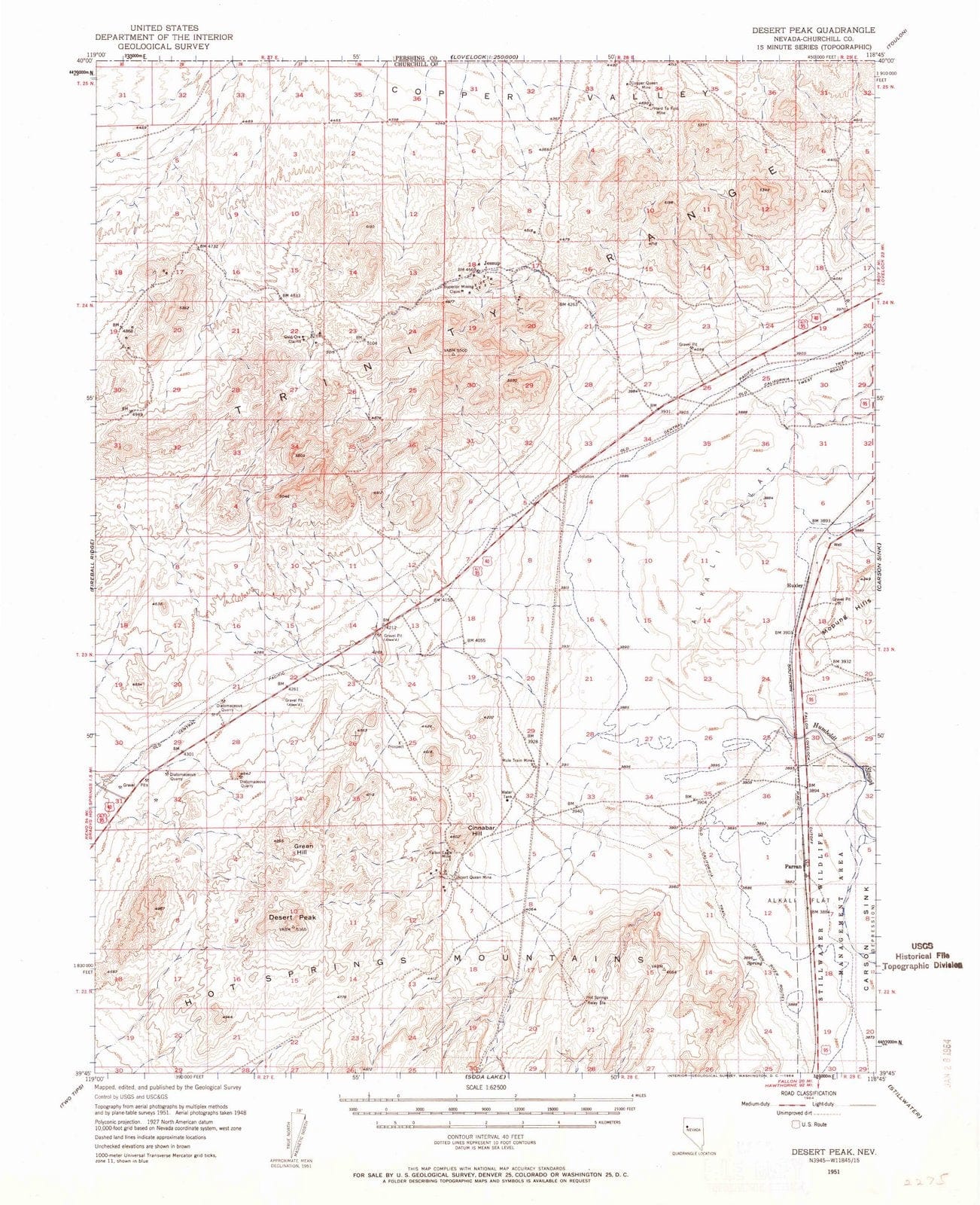 1951 Desert Peak, NV - Nevada - USGS Topographic Map
