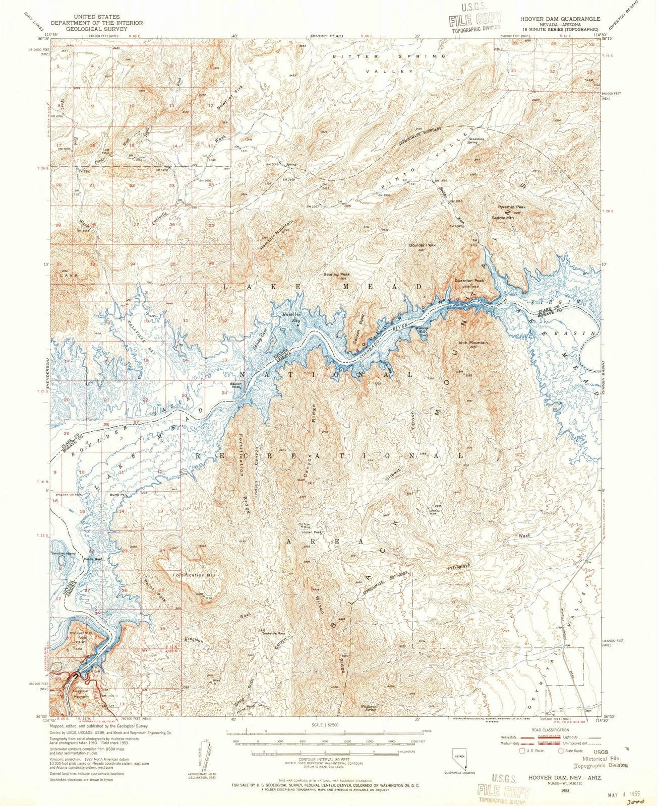 1953 Hooveram, AZ - Arizona - USGS Topographic Map