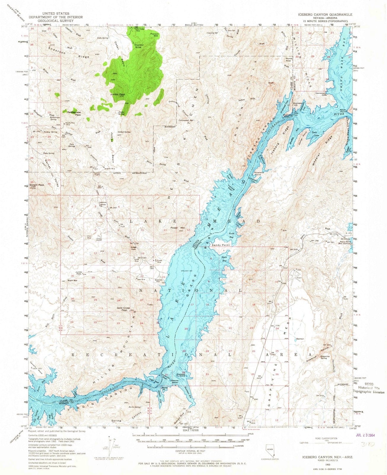 1953 Iceberg Canyon, NV - Nevada - USGS Topographic Map