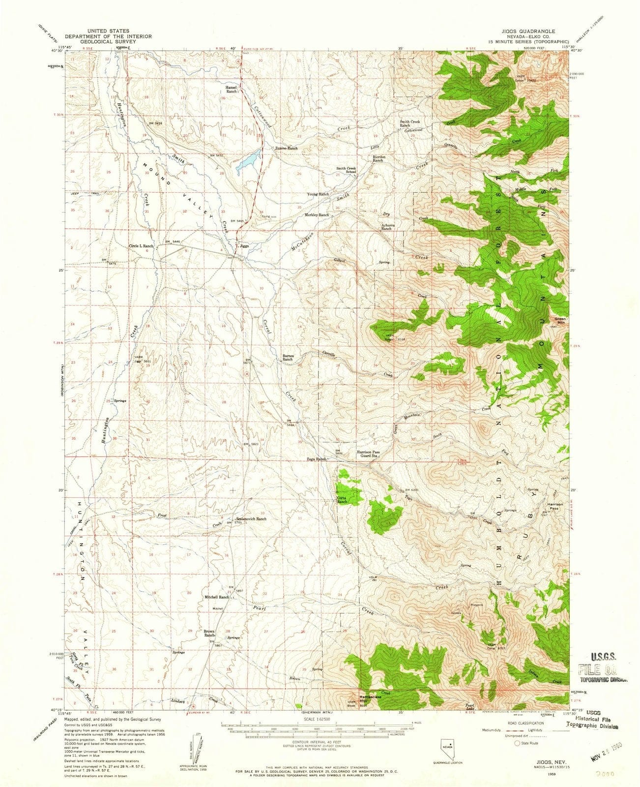 1959 Jiggs, NV - Nevada - USGS Topographic Map