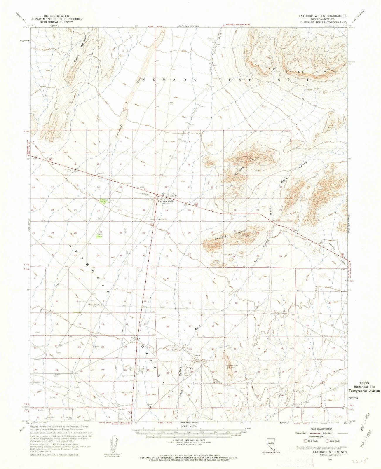 1961 Lathrop Wells, NV - Nevada - USGS Topographic Map v2