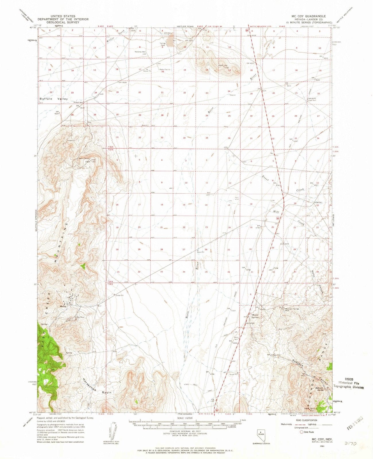 1961 McCoy, NV - Nevada - USGS Topographic Map