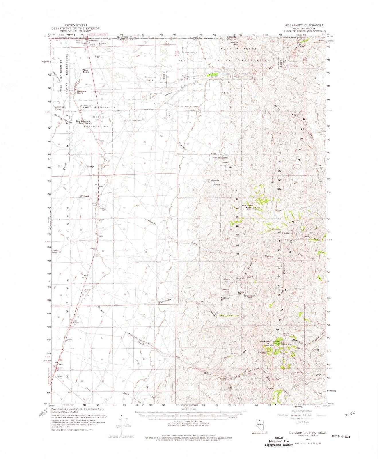 1959 McDermitt, NV - Nevada - USGS Topographic Map