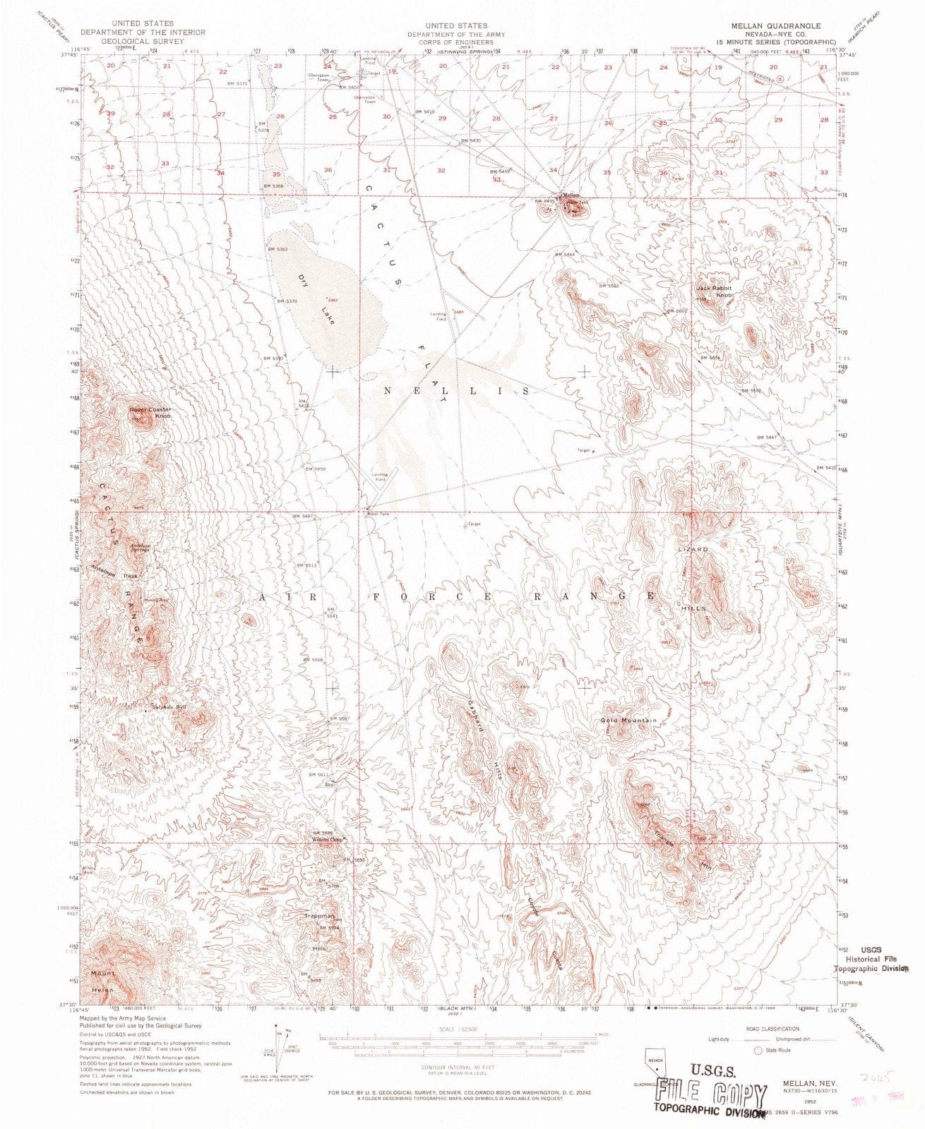 1952 Mellan, NV - Nevada - USGS Topographic Map