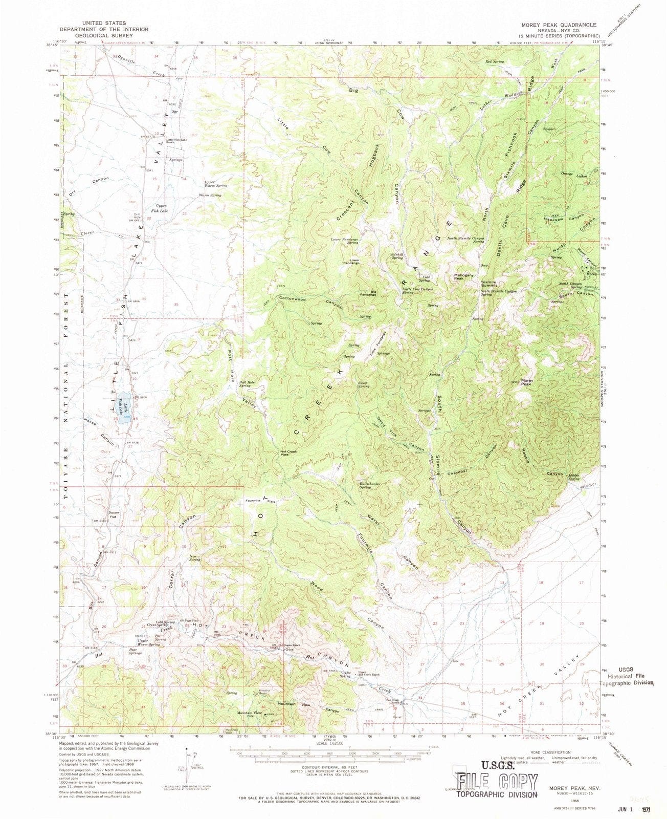 1968 Morey Peak, NV - Nevada - USGS Topographic Map