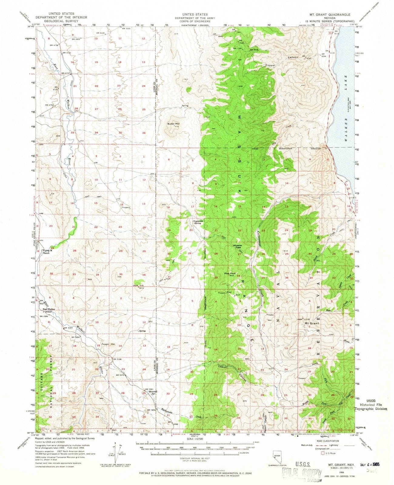 1956 Mt. Grant, NV - Nevada - USGS Topographic Map