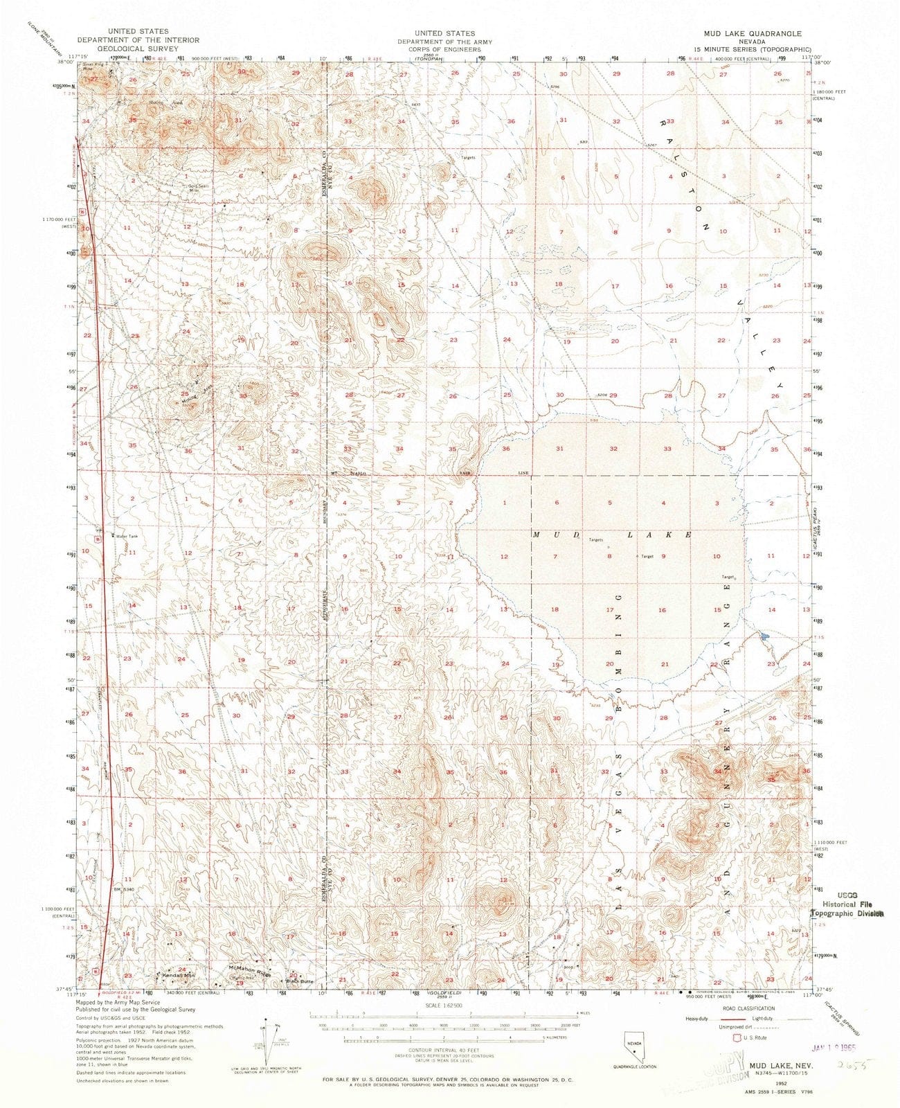 1952 Mud Lake, NV - Nevada - USGS Topographic Map