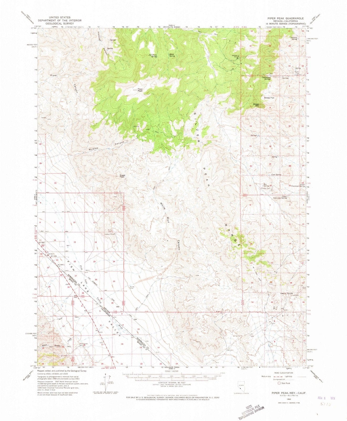 1963 Piper Peak, NV - Nevada - USGS Topographic Map