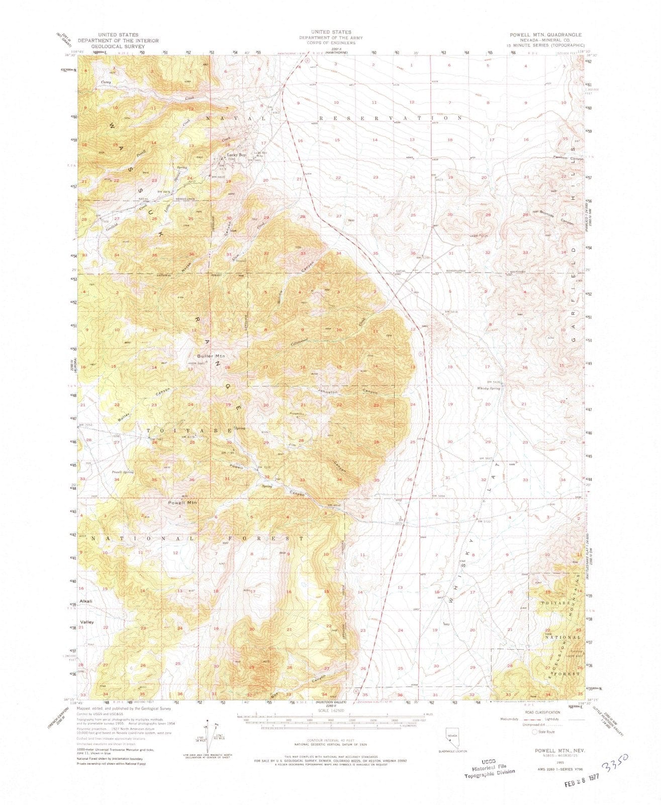 1955 Powell MTN, NV - Nevada - USGS Topographic Map