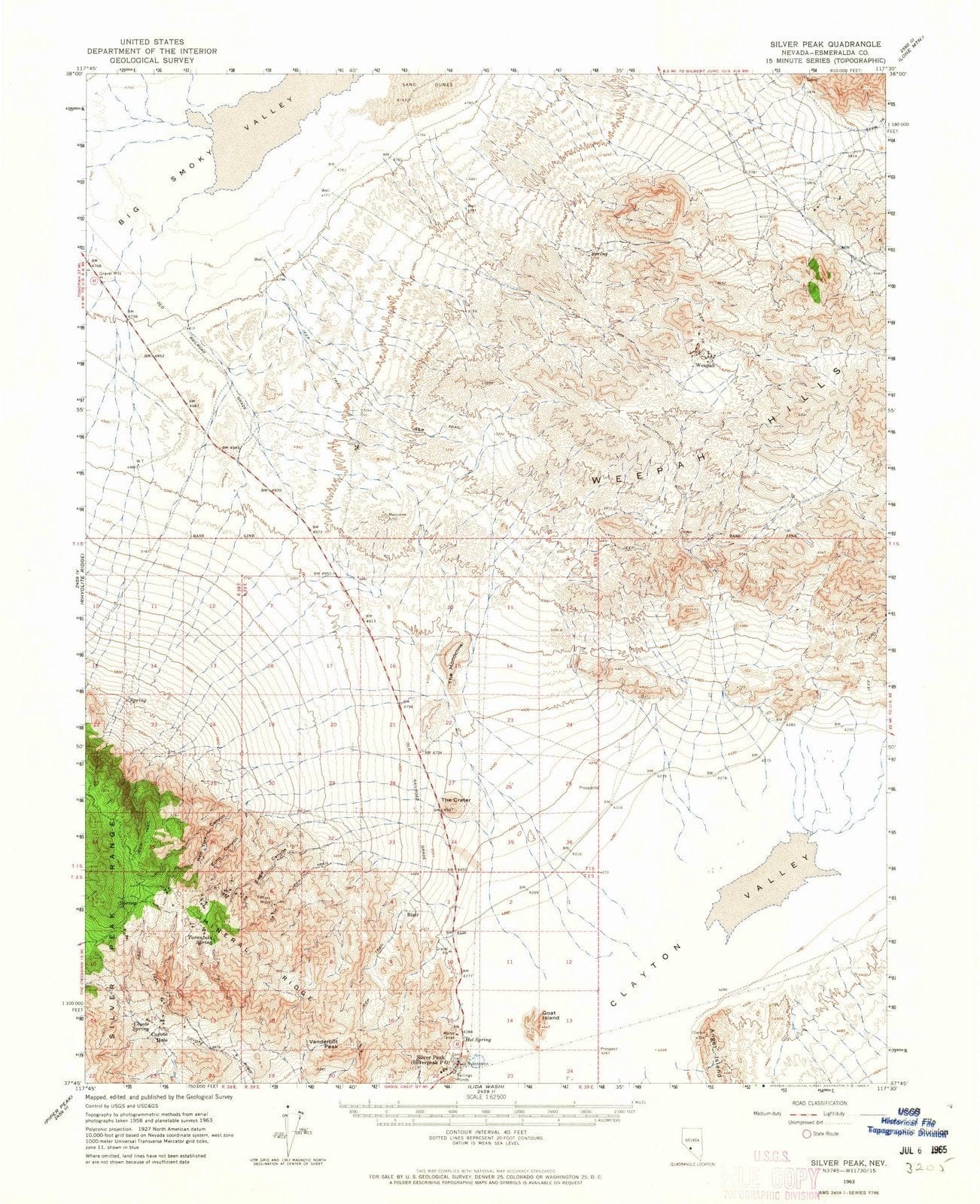 1963 Silver Peak, NV - Nevada - USGS Topographic Map
