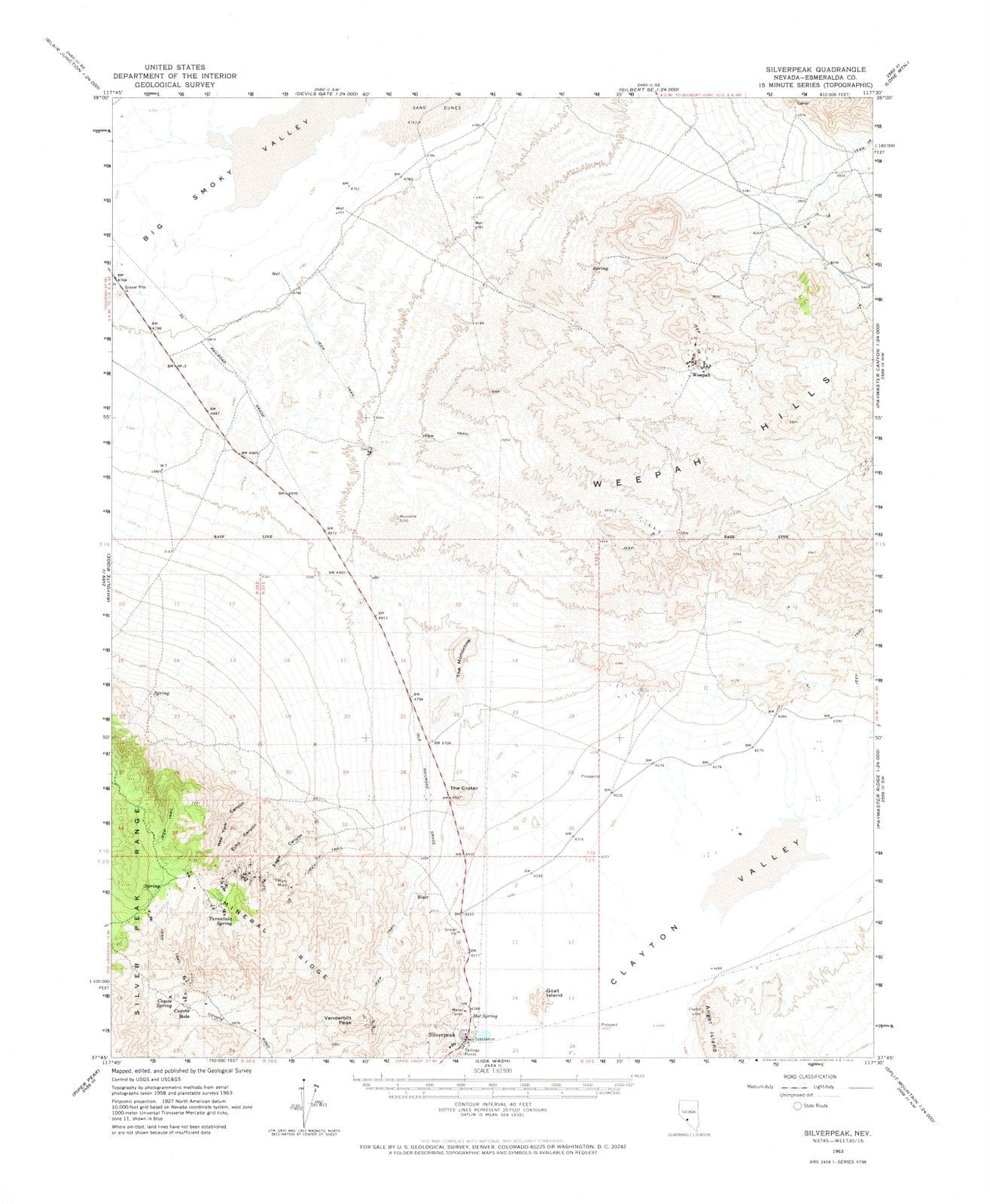 1963 Silverpeak, NV - Nevada - USGS Topographic Map