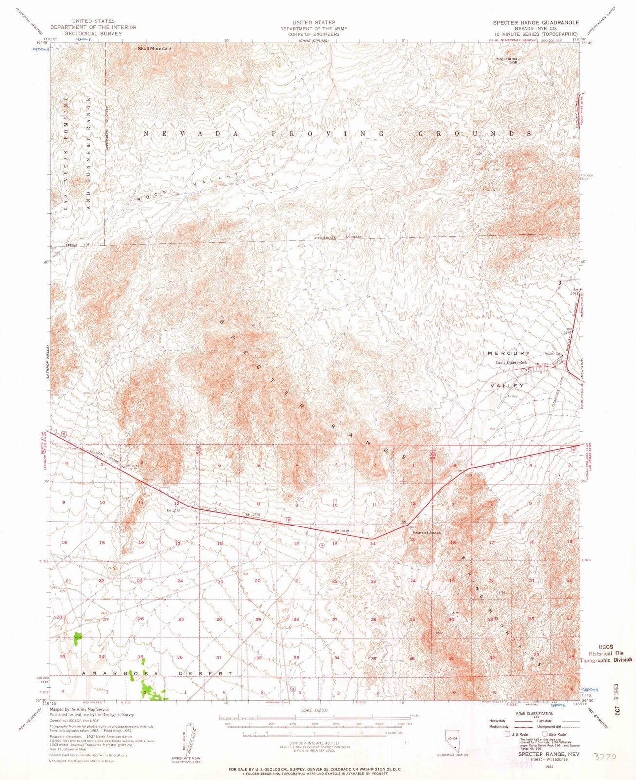 1952 Specter Range, NV - Nevada - USGS Topographic Map