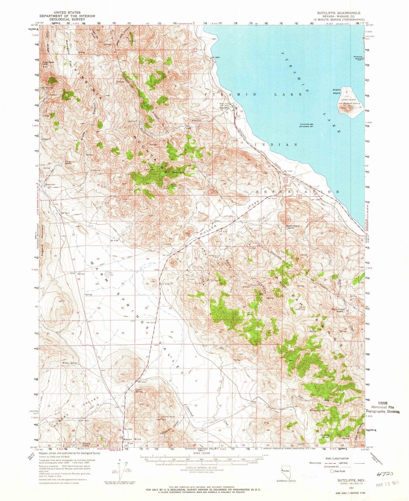 1957 Sutcliffe, NV - Nevada - USGS Topographic Map