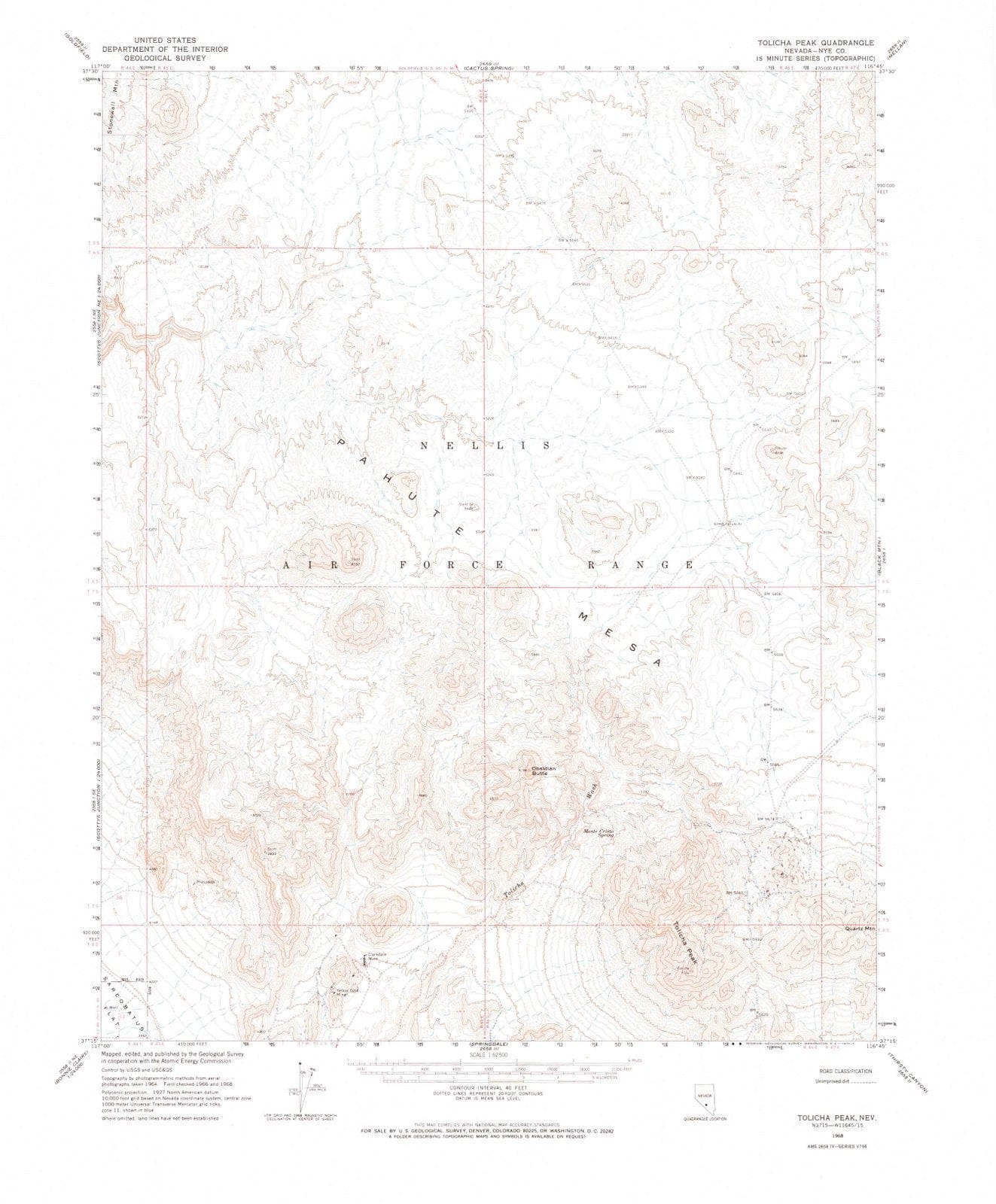 1968 Tolicha Peak, NV - Nevada - USGS Topographic Map