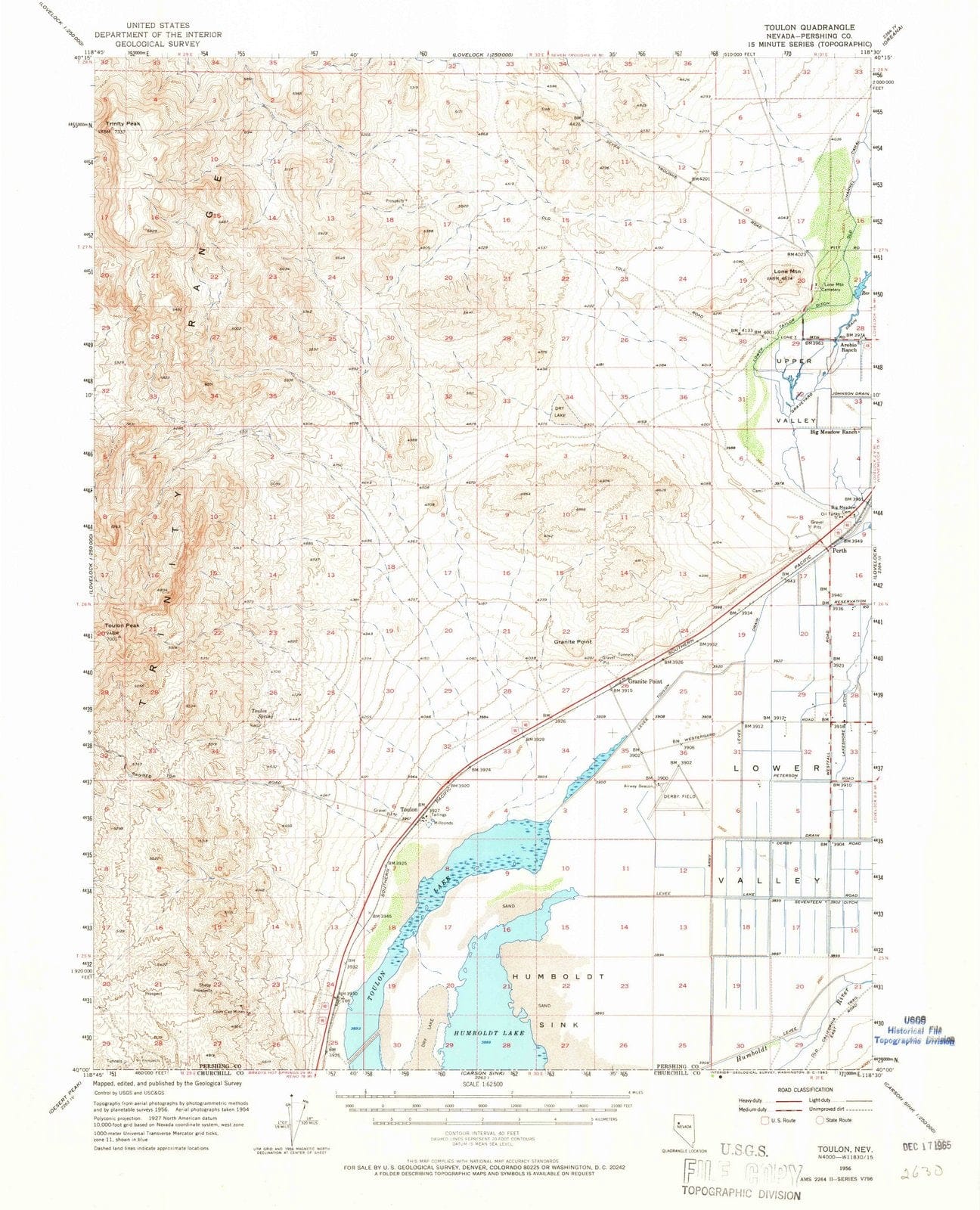 1956 Toulon, NV - Nevada - USGS Topographic Map