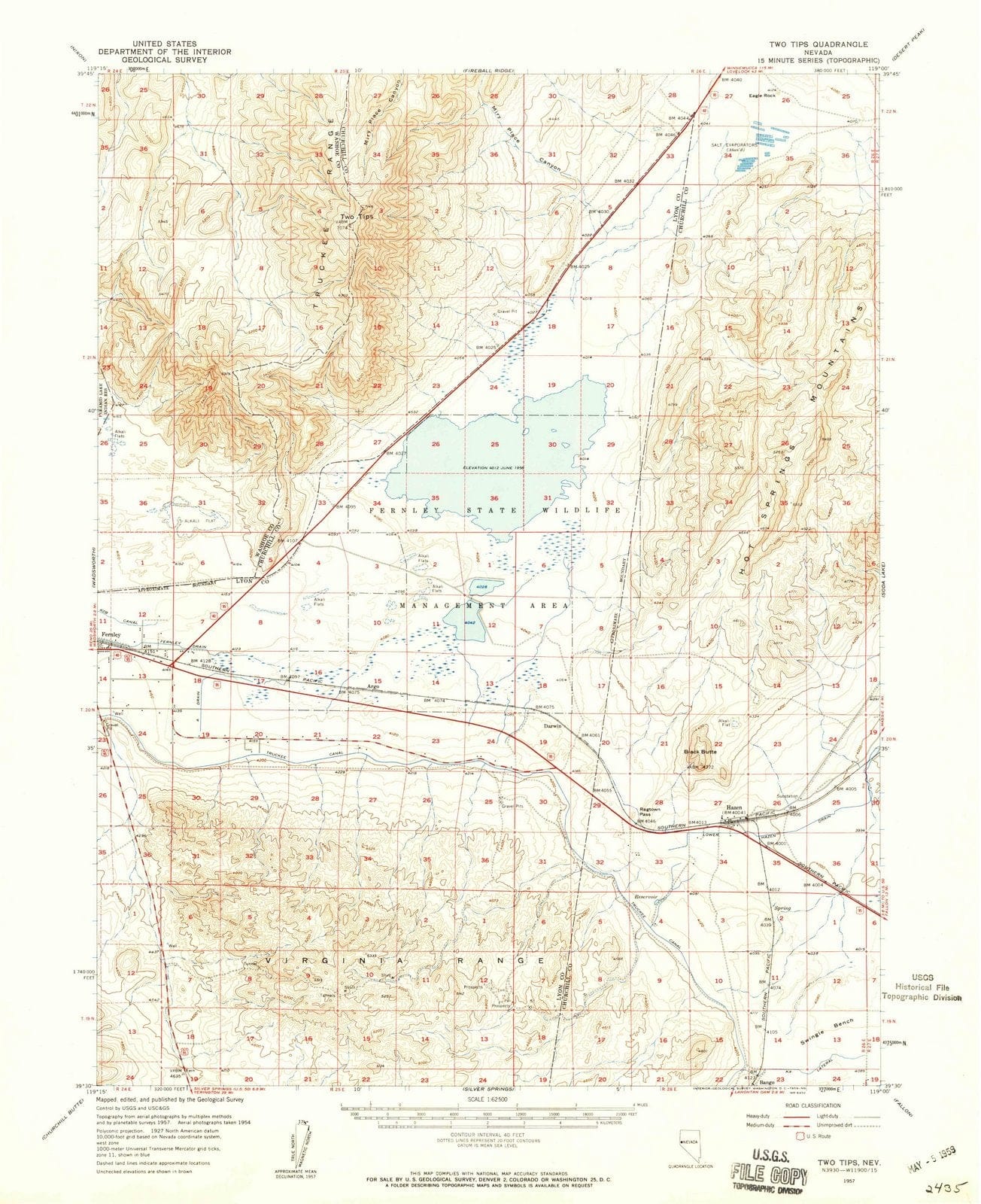 1957 Two Tips, NV - Nevada - USGS Topographic Map