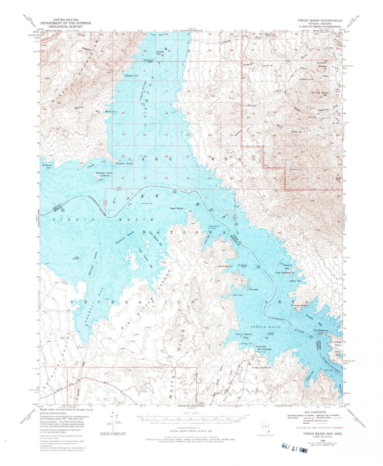 1953 Virgin Basin, NV - Nevada - USGS Topographic Map