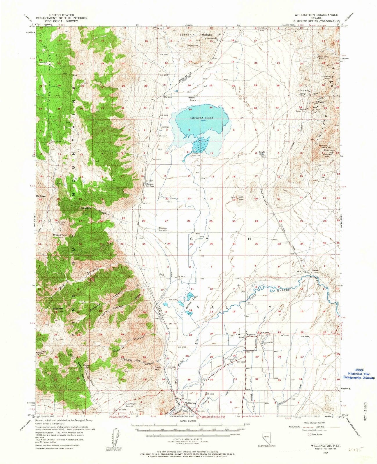 1957 Wellington, NV - Nevada - USGS Topographic Map