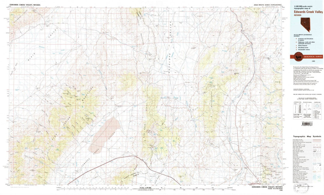 1983 Edwards Creek Valley, NV - Nevada - USGS Topographic Map
