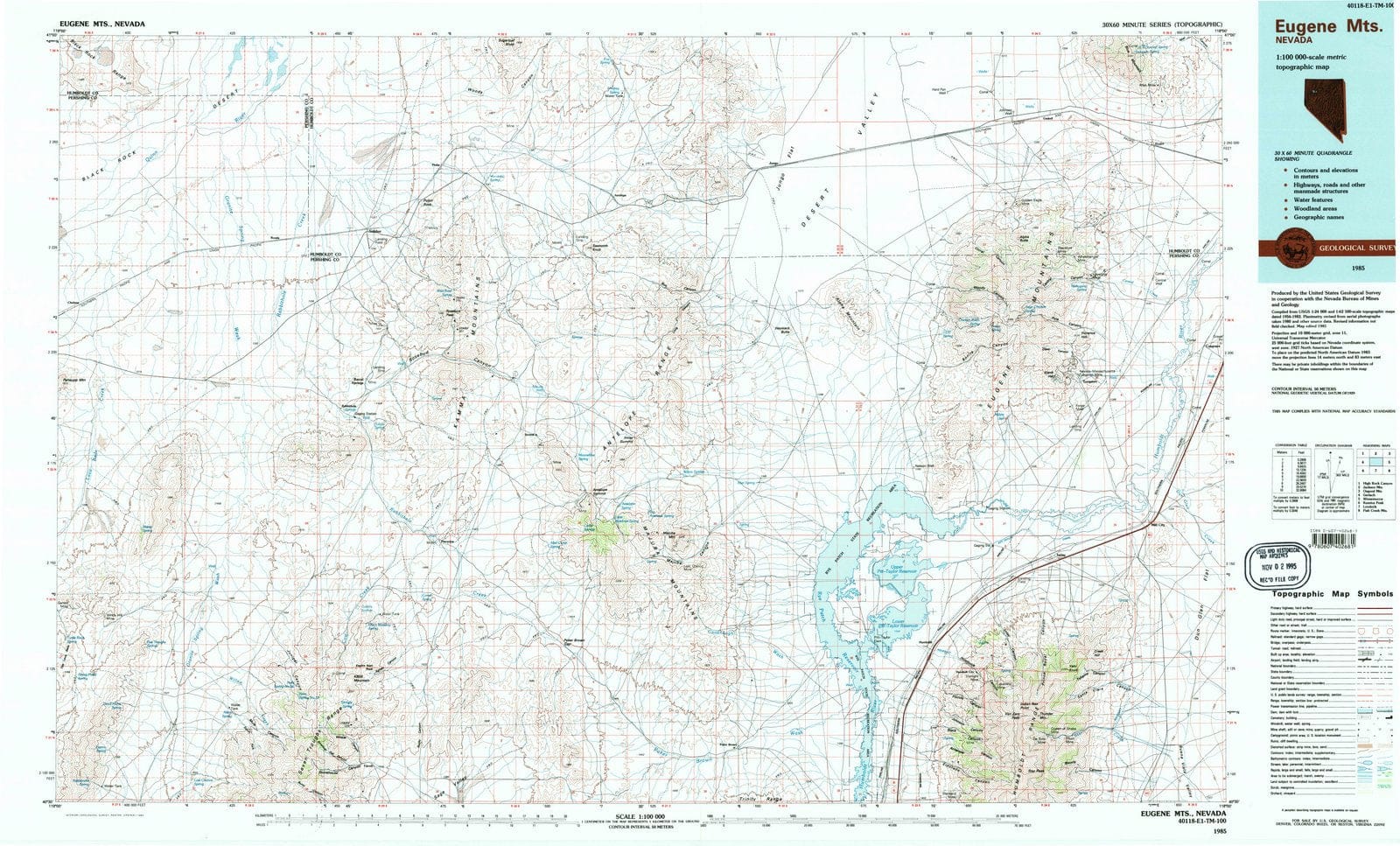 1985 Eugene MTS, NV - Nevada - USGS Topographic Map