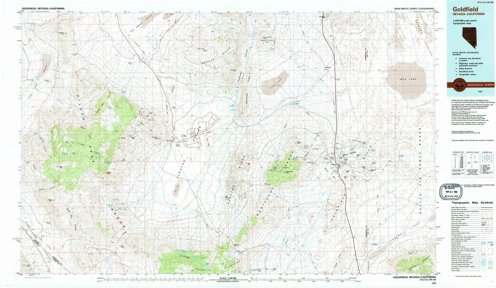 1985 Goldfield, NV - Nevada - USGS Topographic Map
