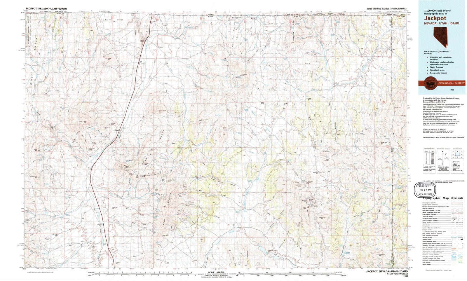 1982 Jackpot, NV - Nevada - USGS Topographic Map