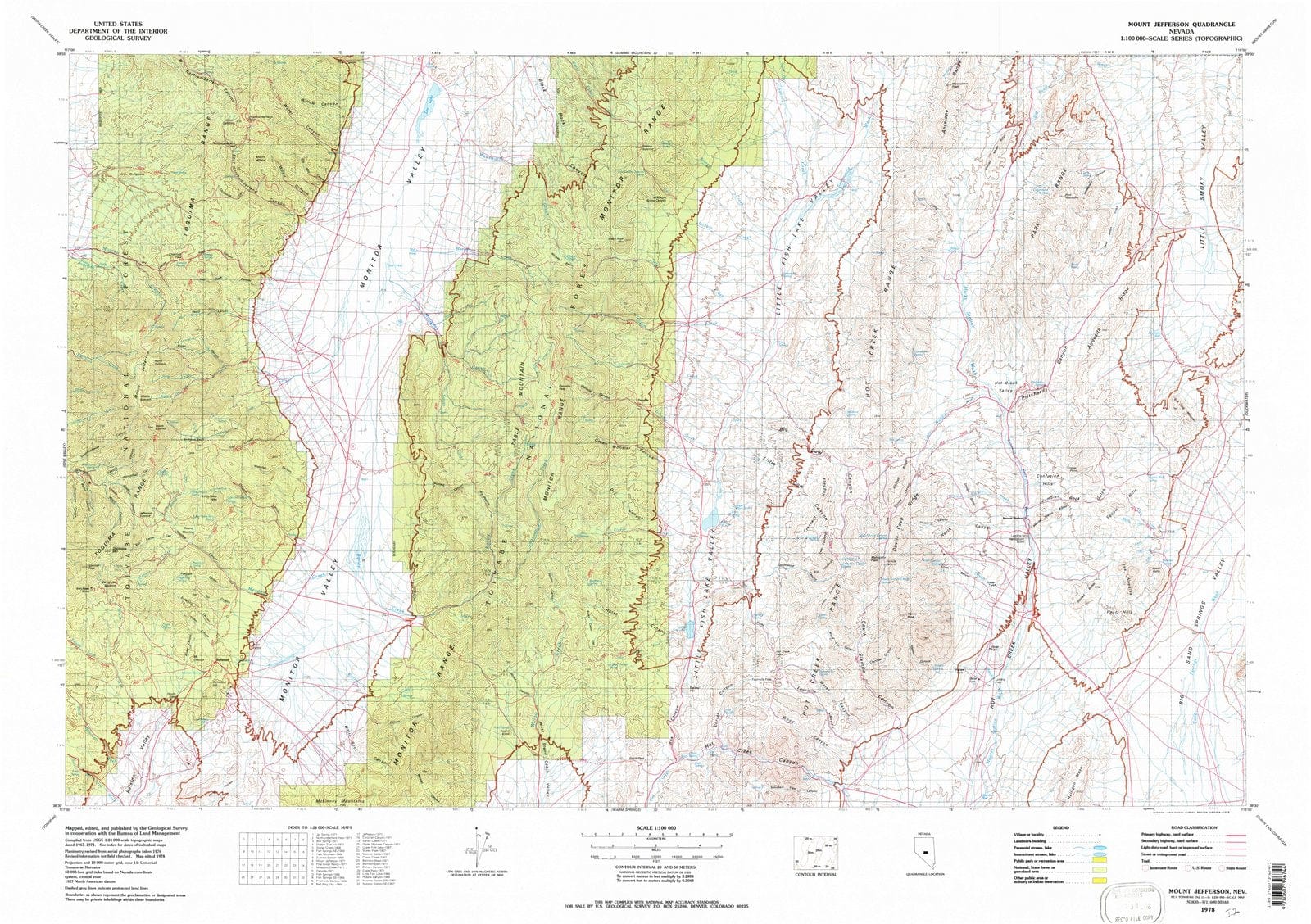 1978 Mount Jefferson, NV - Nevada - USGS Topographic Map