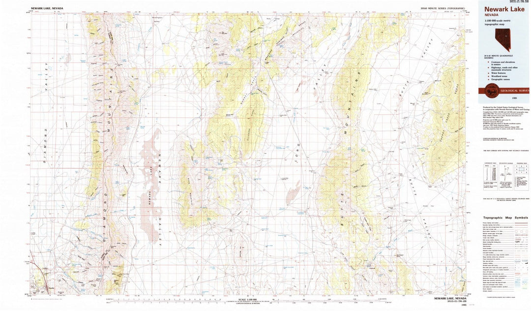 1985 Newark Lake, NV - Nevada - USGS Topographic Map