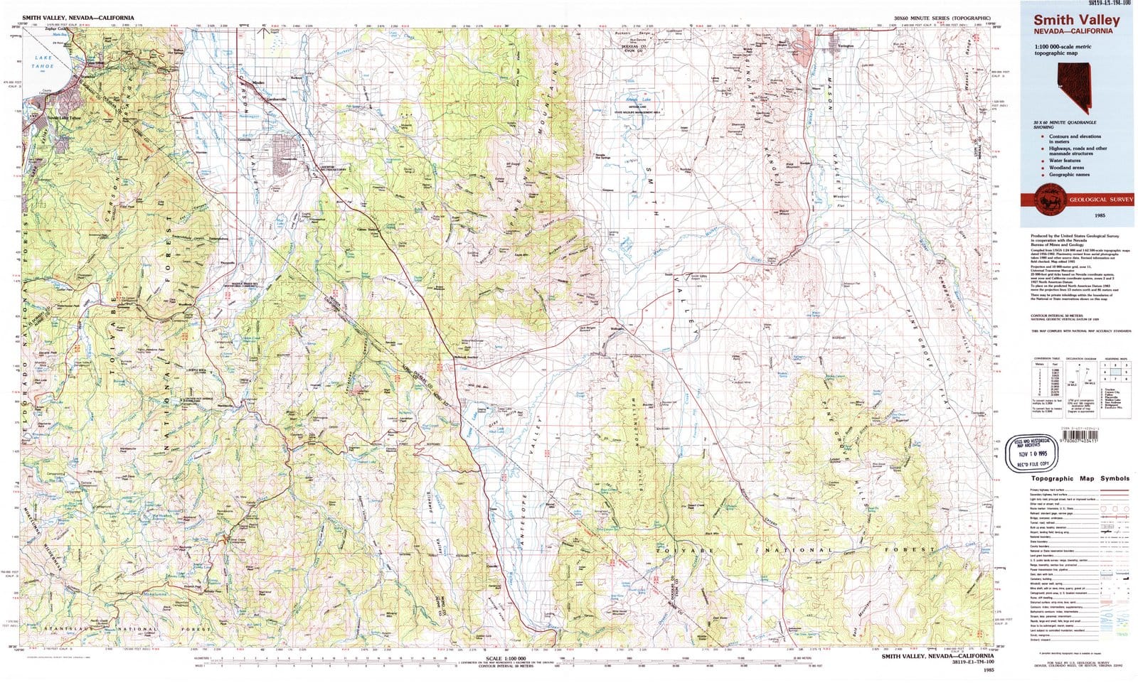 1985 Smith Valley, NV - Nevada - USGS Topographic Map
