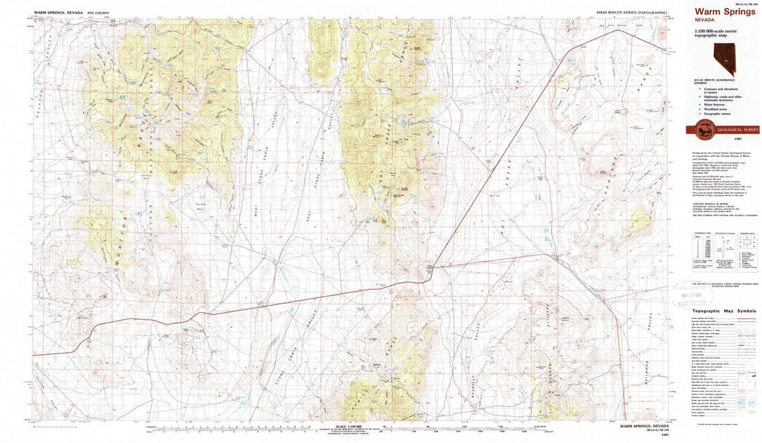 1987 Warm Springs, NV - Nevada - USGS Topographic Map